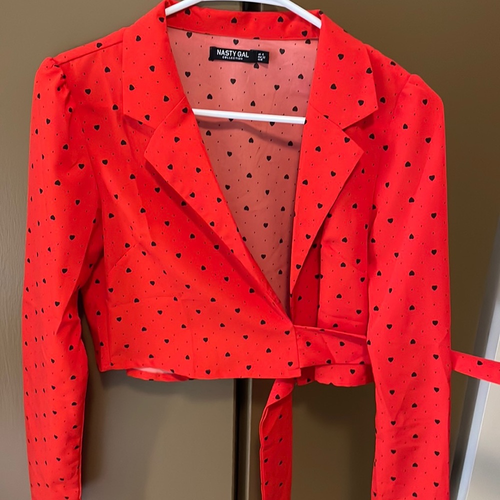 Nasty Gal Red and black heart blouse